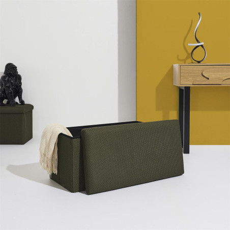 Banc coffre pliable en tissu texturé maille 3D noir - DETROY