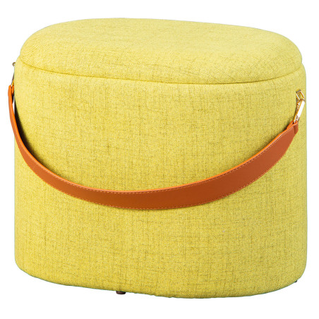 Pouf coffre avec lanière jaune - DEVOR