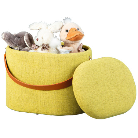 Pouf coffre avec lanière jaune - DEVOR