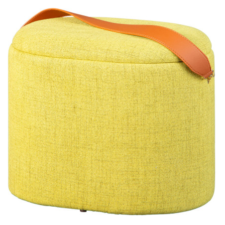Pouf coffre avec lanière jaune - DEVOR
