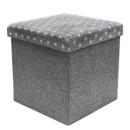 Pouf-coffre pliable gris foncé à motif géométrique - LOFIO