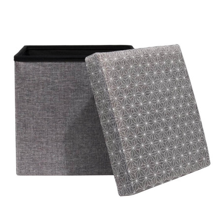 Pouf-coffre pliable gris foncé à motif géométrique - LOFIO