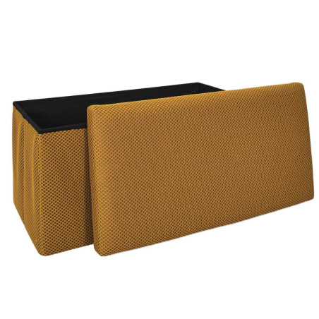 Banc coffre pliable en tissu texturé maille 3D jaune - DETROY