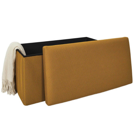 Banc coffre pliable en tissu texturé maille 3D jaune - DETROY