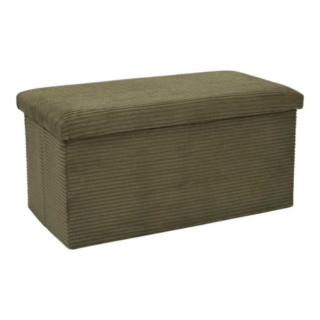 Banc coffre pliable côtelé vert 76x38 cm - AMORA