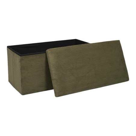 Banc coffre pliable côtelé vert 76x38 cm - AMORA