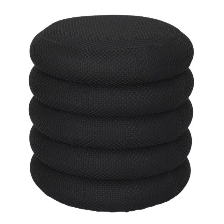Pouf rangement rond en tissu texturé maille 3D noir - DETROY
