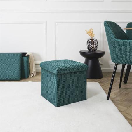 Pouf coffre carré pliable en tissu maille 3D - DETROY
