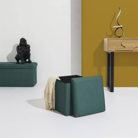 Pouf coffre carré pliable en tissu maille 3D - DETROY