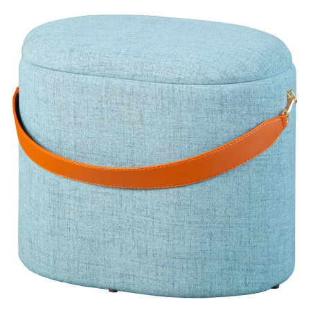 Pouf avec coffre et lanière gris - DEVOR
