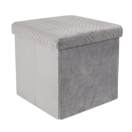 Coffre Pouf Pliable Velours Gris Clair - FLOYO