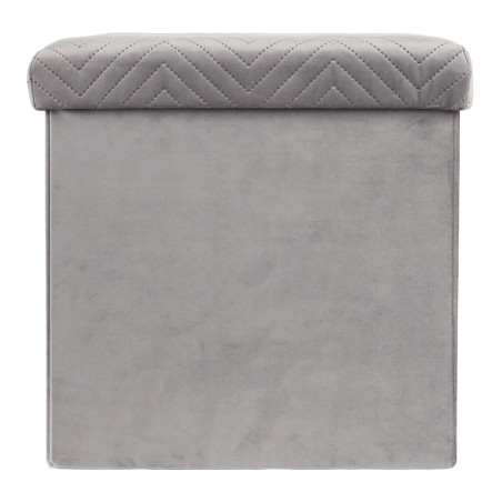 Coffre Pouf Pliable Velours Gris Clair - FLOYO