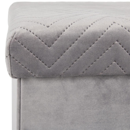 Coffre Pouf Pliable Velours Gris Clair - FLOYO