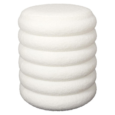 Pouf-coffre matelassé blanc Ø37 cm - FLIKEN