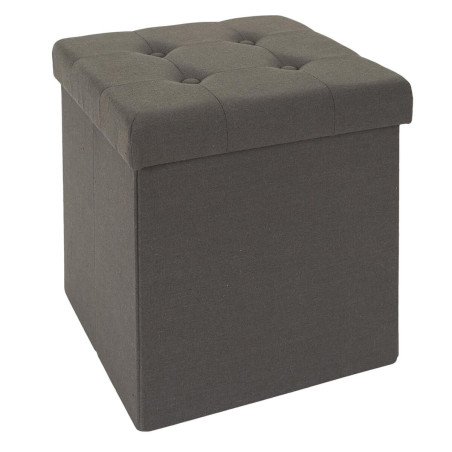 Coffre Pouf Pliable Capitonné Gris - NORIO