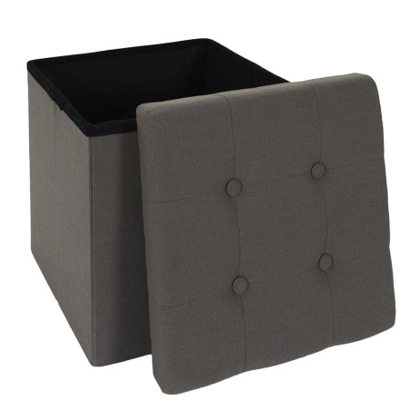 Coffre Pouf Pliable Capitonné Gris - NORIO