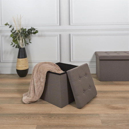 Coffre Pouf Pliable Capitonné Gris - NORIO