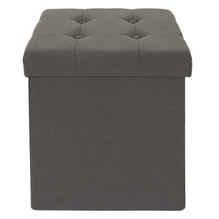 Coffre Pouf Pliable Capitonné Gris - NORIO