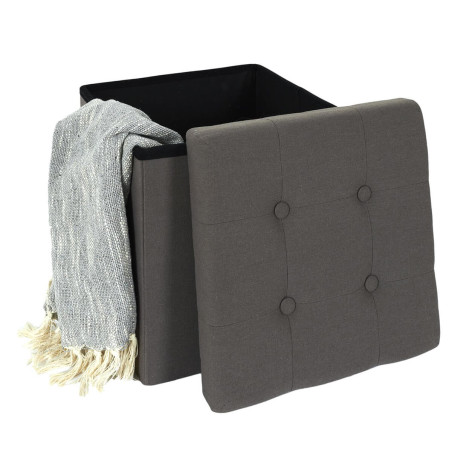 Coffre Pouf Pliable Capitonné Gris - NORIO