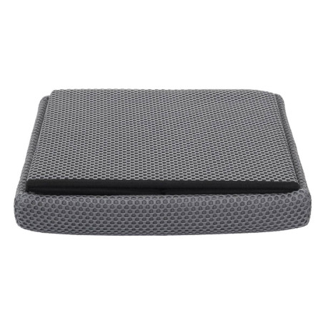 Pouf coffre carré pliable tissu maille 3D gris - DETROY