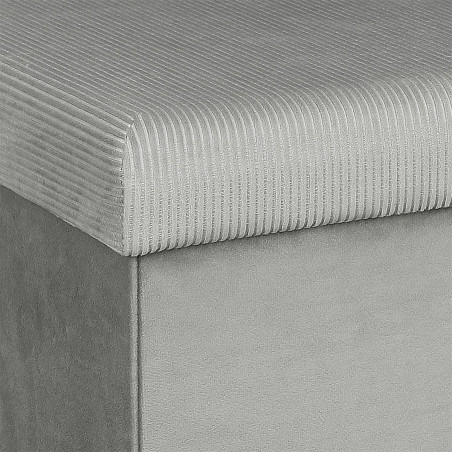 Pouf coffre carré en velours côtelé gris - ALESIA
