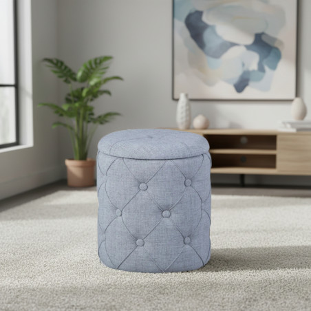 Pouf avec coffre de rangement gris - YAREN