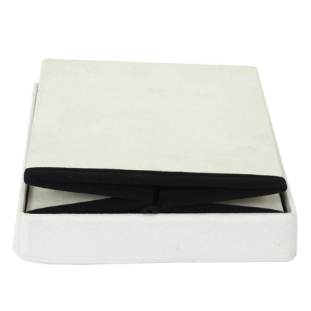 Pouf-Coffre Pliable Velours Gris Clair Motif Circuit - CHILO
