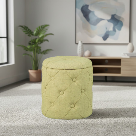Pouf avec coffre de rangement vert anis - YAREN