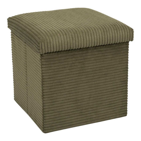 Pouf coffre pliable côtelé vert 38x38 cm - AMORA