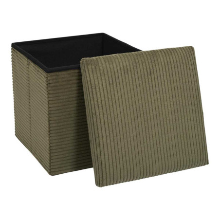 Pouf coffre pliable côtelé vert 38x38 cm - AMORA