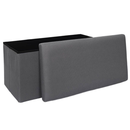 Banc coffre pliable en tissu texturé maille 3D noir - DETROY