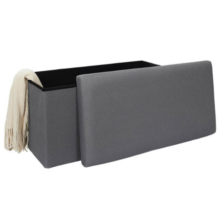 Banc coffre pliable en tissu texturé maille 3D noir - DETROY