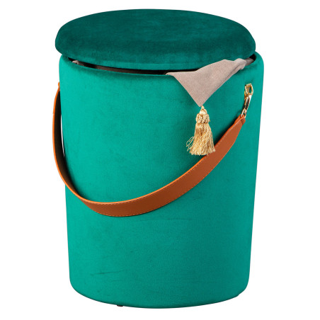 Pouf coffre avec lanière vert - PIRAN
