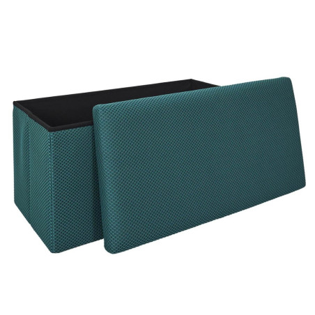 Banc coffre pliable en tissu texturé maille 3D bleu - DETROY