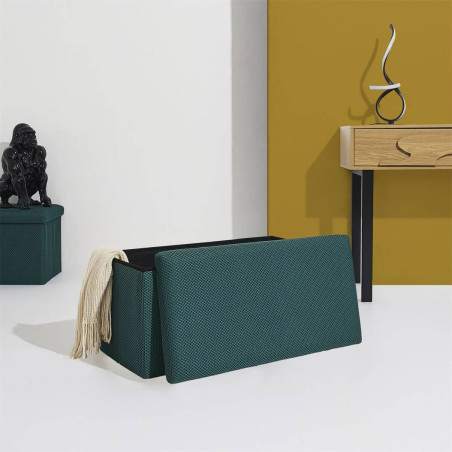Banc coffre pliable en tissu texturé maille 3D bleu - DETROY