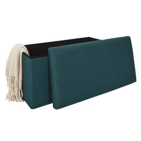 Banc coffre pliable en tissu texturé maille 3D bleu - DETROY