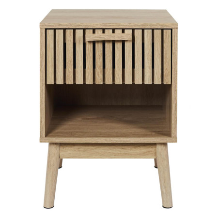Chevet 1 Tiroir 1 Niche Effet Bois avec Tasseaux - PAJEN