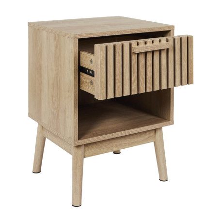 Chevet 1 Tiroir 1 Niche Effet Bois avec Tasseaux - PAJEN