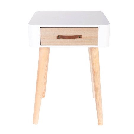 Lot de 2 chevets carrés 1 tiroir blanc et bois - CARIO