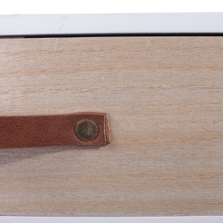 Lot de 2 chevets carrés 1 tiroir blanc et bois - CARIO