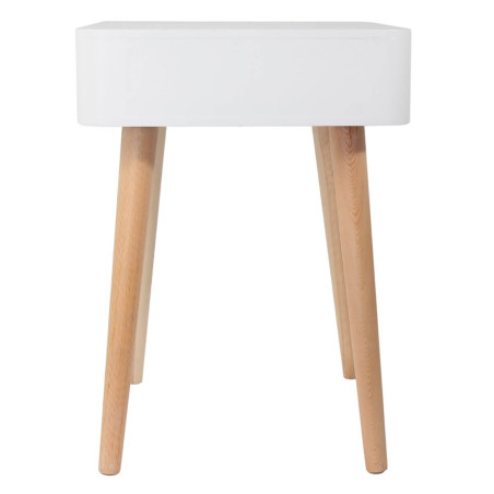 Lot de 2 chevets carrés 1 tiroir blanc et bois - CARIO
