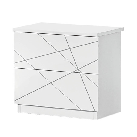Chevet 2 Tiroirs Blanc motif mosaïque - MOZIO