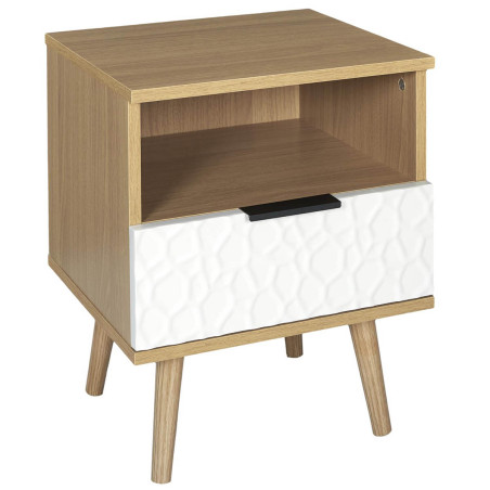 Chevet aspect bois et motif craquelé blanc - KRAIO