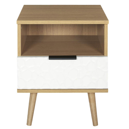 Chevet aspect bois et motif craquelé blanc - KRAIO