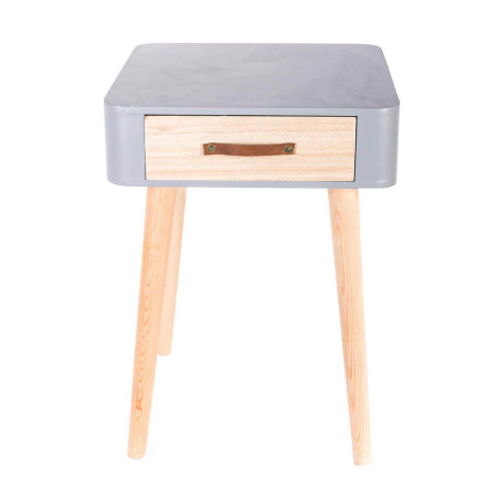 Lot de 2 chevets carrés 1 tiroir gris et bois - CARIO