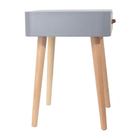 Lot de 2 chevets carrés 1 tiroir gris et bois - CARIO