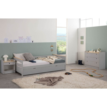 Chevet 1 Tiroir 1 Niche Bois Gris - CARIOS