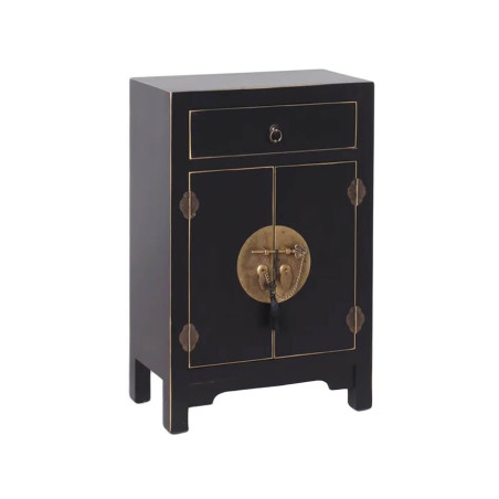 Table d’Appoint 2 Portes 1 Tiroir Coloris Noir - IVAR