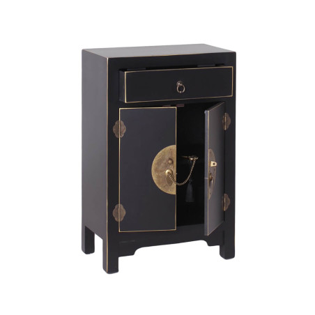 Table d’Appoint 2 Portes 1 Tiroir Coloris Noir - IVAR