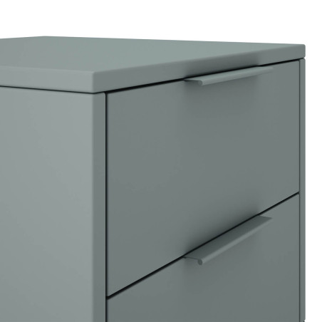 Chevet 2 tiroirs scandinave en MDF et pin massif gris vert - CANEN